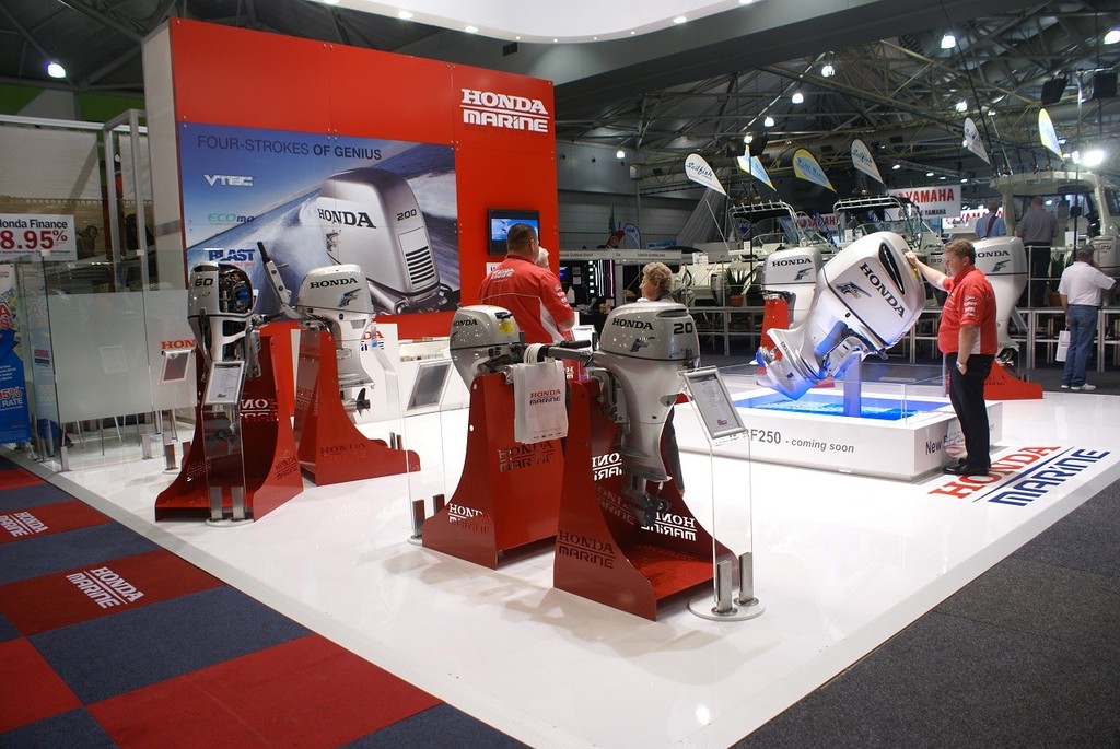 Eye-catching display by Honda Marine looked rather pristine prior to the doors being thrown open. - Brisbane Show &copy; Andrew Gricks http://www.andrewgricksphotography.com